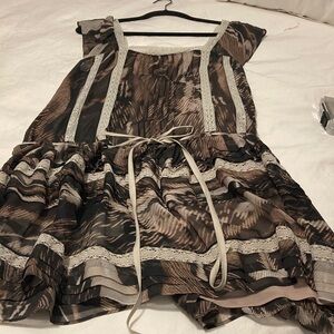 All Saints, stunning cream and brown silk and lace dress